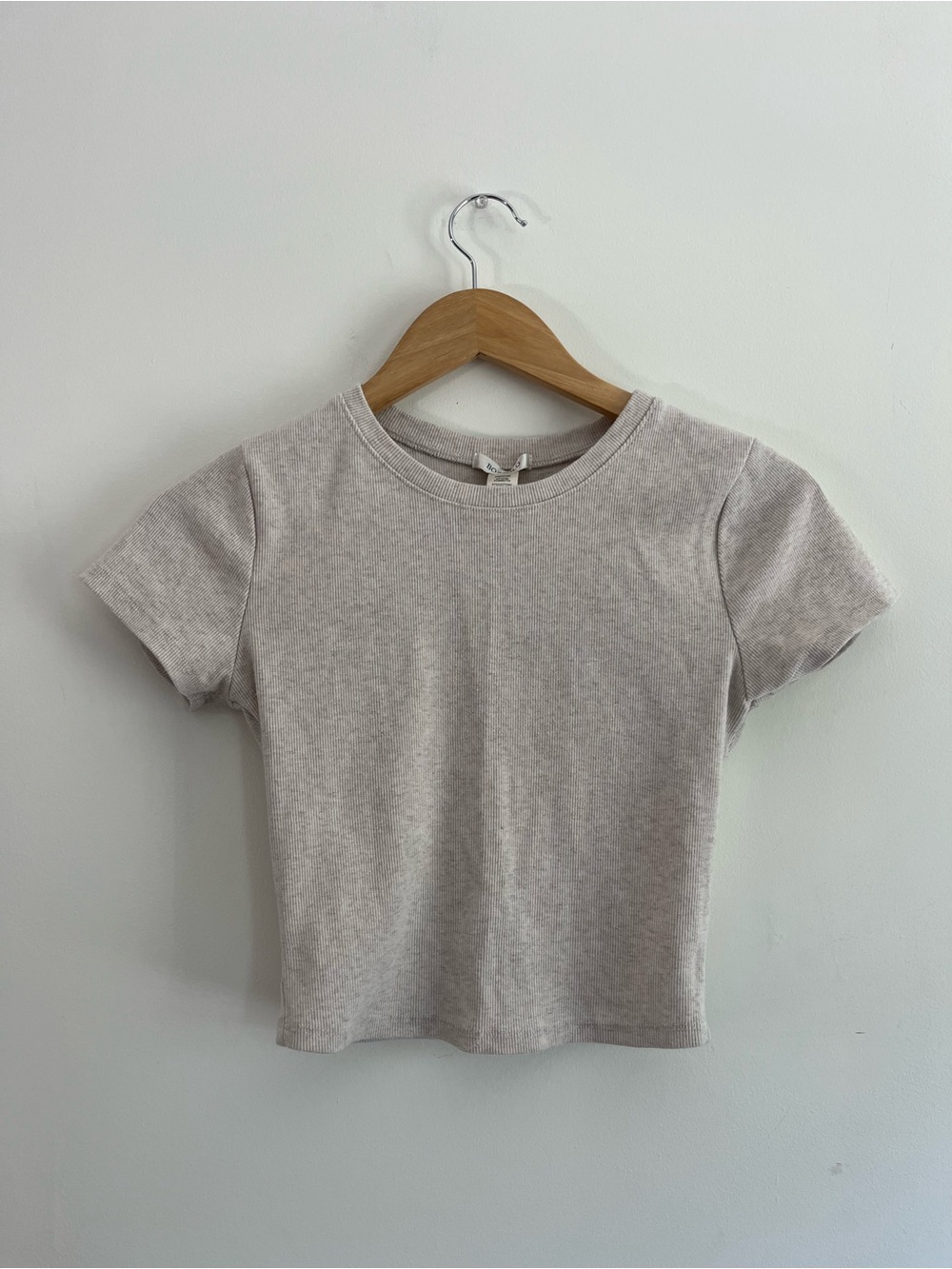 Bozzolo Short Sleeve Ribbed Tee - Light Beige women’s medium